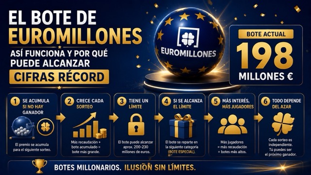 Cómo funciona el bote del Euromillones: mínimo, tope y acumulación