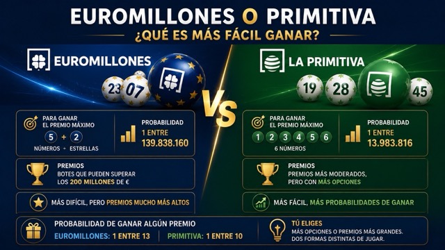 Euromillones o Primitiva: ¿cuál es más fácil de ganar?