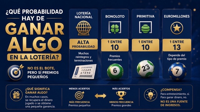 ¿Qué probabilidad hay de ganar algo en la lotería?