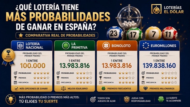 ¿Qué lotería tiene más probabilidades de premio?