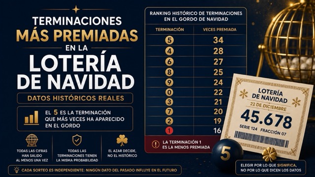 Terminaciones m�s premiadas en la Loter�a de Navidad